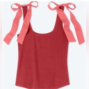 Summersalt Red Tank Top with Pink Tie Straps